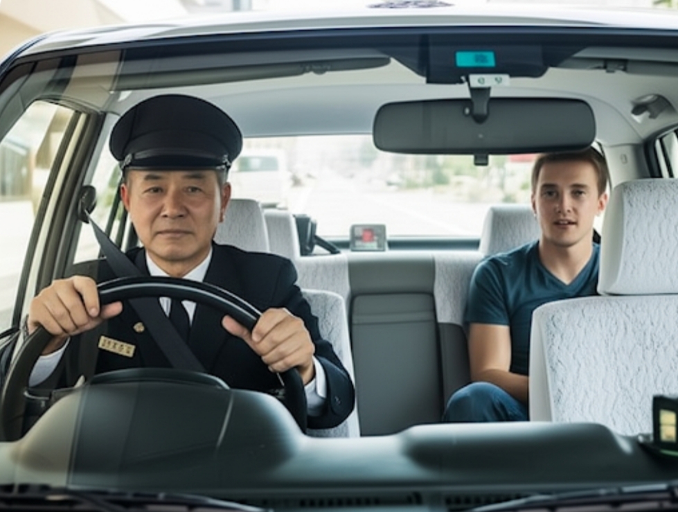 外国人客とタクシー運転手
