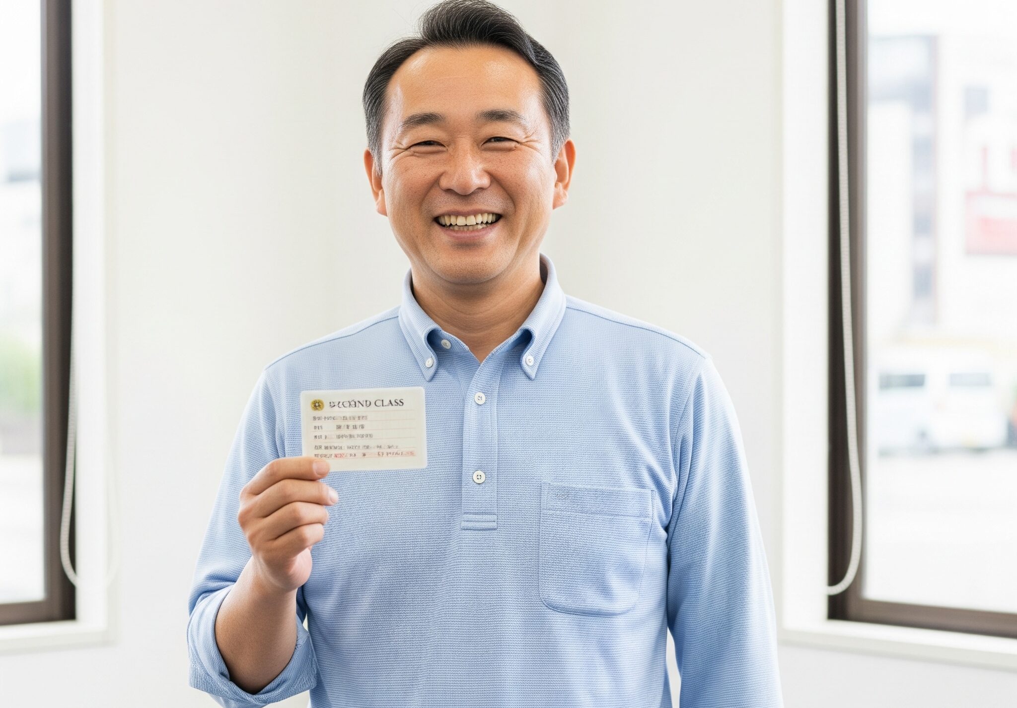 二種免許を取得できた中年の男性