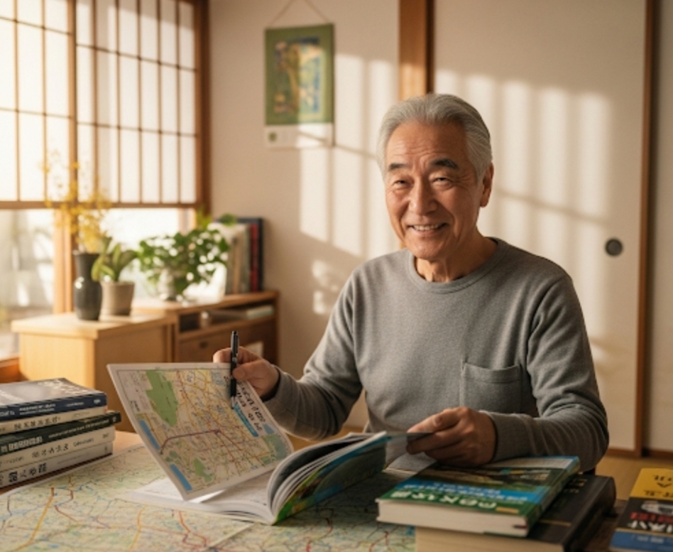 地理試験に備えるタクシー運転手希望者