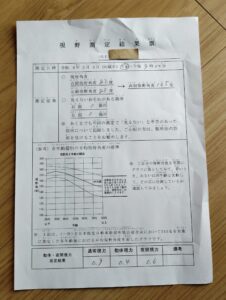 高齢者講習における視野測定結果表の写真