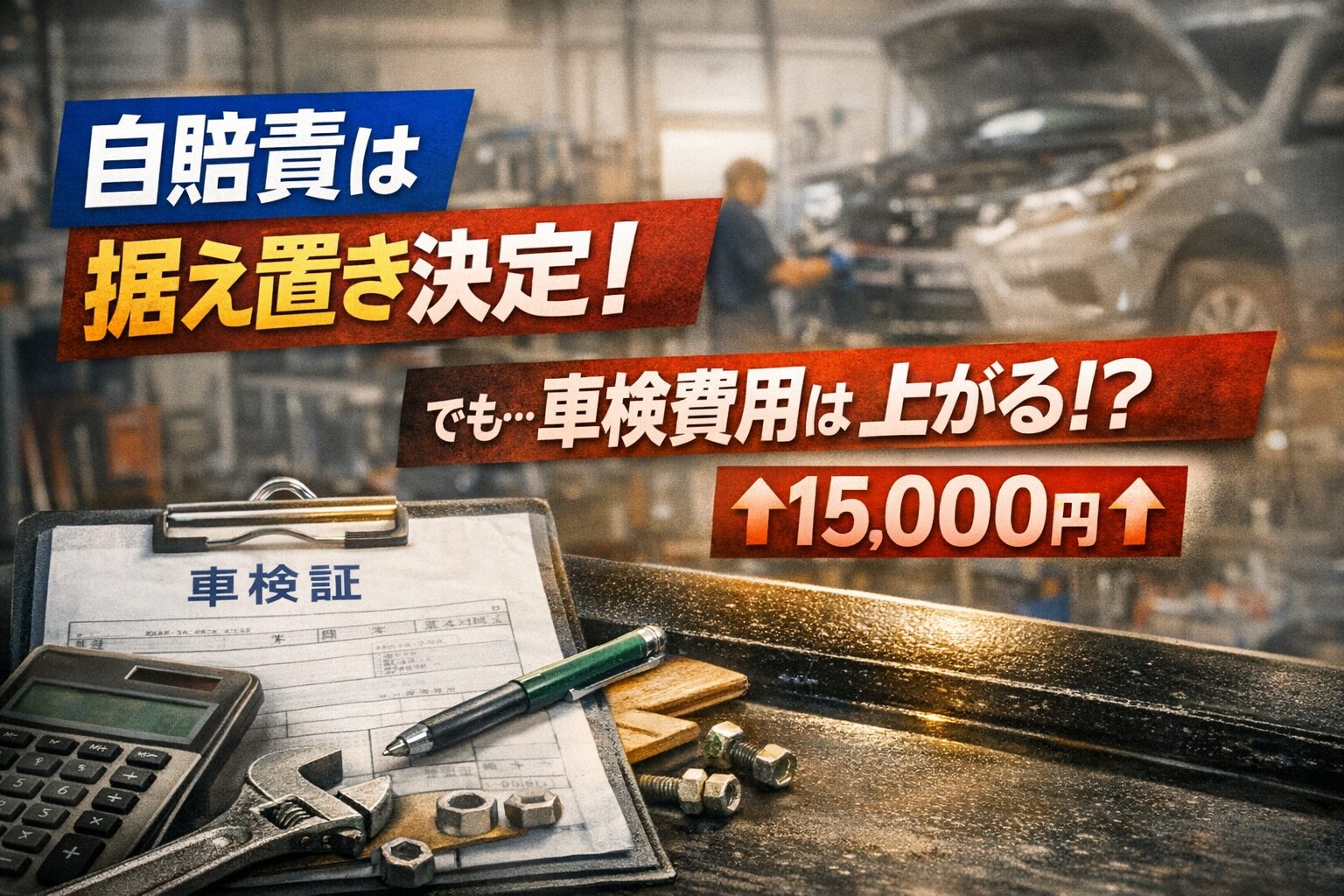 自賠責据え置きでも車検費用上昇を示す画像